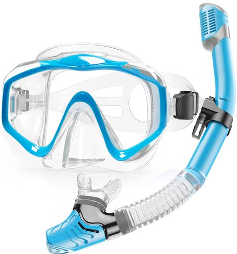 ドライシュノーケルマスクアダルトおよびユースプロフェッショナルシュノーケリングスーツ、180°曇り止めパノラマゴーグル、ダイビングマスク、フルドライシュノーケルスイミングブ…