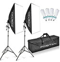 FOSITANソフトボックス撮影照明用50x70cm写真照明用セット【純白CFL電球x4】被写体の立体感引き出し2m三脚付きの撮影スタジオ照明キットポートレート...
