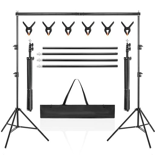 AKOZLIN撮影背景スタンド縦200x幅300cm撮影スタンド強力クリップ6個付き高さ70cm-200cm調整可能三脚ケ..