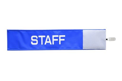 【ピカワン】ワンタッチ腕章「STAFF」クリップ式布製ナイロン(ブルー)N103-B