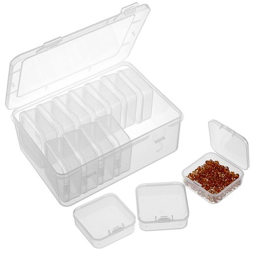 Sumnacon小分け容器ビーズケース小分け透明四角型ネイルアートネイルパーツ収納ケース小物収納ケース蓋付きネイルデコパーツネイルシェルパーツビーズジュエリー縫製セット小物入れア…