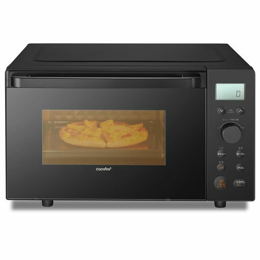 COMFEE’オーブンレンジ18Lフラットテーブルレンジ・予熱対応チャイルドロック18種類オートメニュー100~250°C温度調整対応650Wレンジ出力最大90分タイマーカップ付き全国対応CF-EA181-BKブラック