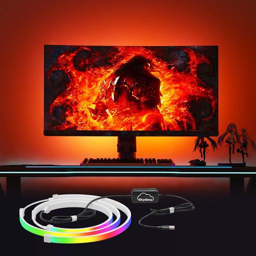 SkydimoPCライトリボンUSBLEDテープライト24/27/30/32インチ湾曲モニター対応ゲーミングライトストリッ..