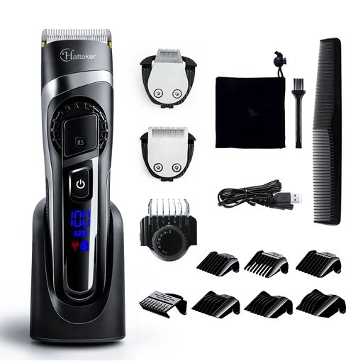 HATTEKERバリカン充電·交流式ヘアカッター散髪セットヒゲトリマー水洗いOK刈り高さ調節可0.5-24mm対応..