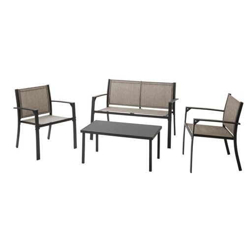 タカショーガーデンファニチャーセットフレスコテーブル&チェアー&ベンチ4点セットダークグレー屋外ベ..