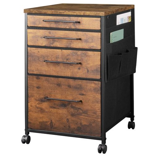 YeTomデスクワゴンキャビネットサイドチェストオフィス布製袖机サイドワゴン4段A4対応大容量キャスター..