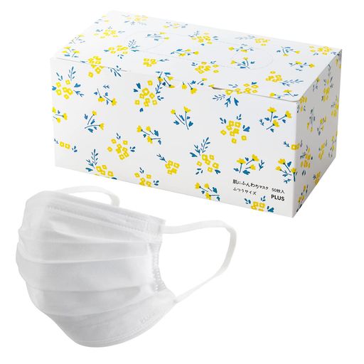 [プラス]マスク不織布肌にふんわりマスクフラワーボックス50枚ふつうサイズ(JIST9001一般用マスク適合)..