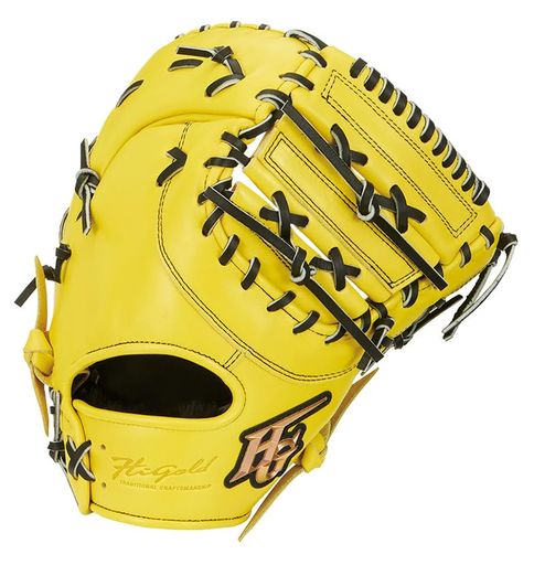 HI-GOLDハイゴールド一般軟式用ミット己極OKG-710FSRレモンイエローLH右投一塁手用ファーストミット