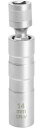 スパークプラグレンチ14MM/16MM差込角3/8”12角薄壁360度回転ユニバーサルジョイントスパークプラグソケット(14MM)(4)