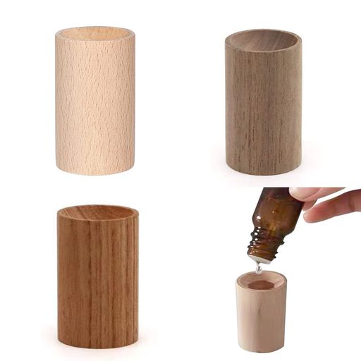 ZHEJIAアロマディッシュ木製【3個セット】アロマディフューザー木目アロマストーンポータブル車載安眠瞑想芳香剤アロマオイル