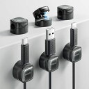 【6個セットブラック】TOOCKIケーブルホルダーケーブルクリップ磁気ロック式磁石開閉配線止め配線整理ケーブル調整可能コードホルダーコードクリップ貼り付け強力粘着USB配線収納卓上US…(3)