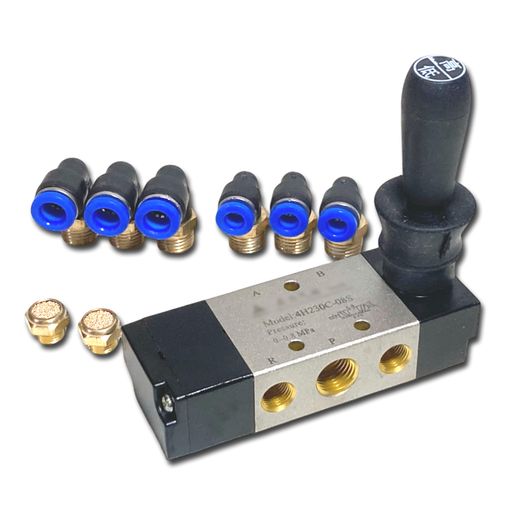 【HRMIX】4H230-08ホース継手2サイズ付き空気圧バルブ1/4インチソレノイドバルブ手動昇降バルブ圧縮エ..