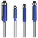 BESTGLE4本組超硬トリマルータービットベアリングほぞカッター2刃切断ルータービット6.35MMシャンク超硬刃ルータービットCNC彫刻機&フライス旋盤工具用トリマービット電動トリマー用ビッ…(4)