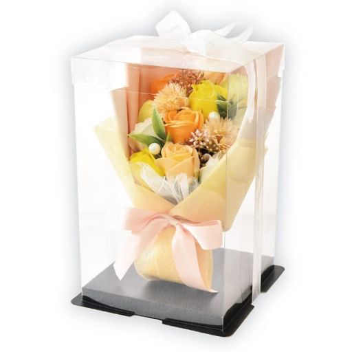 ポピー名古屋ソープフラワーシャボンフラワー造花ギフトプレゼントブーケバラ花束約27cmクリアケース付..