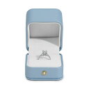 Woodten指輪ケースジュエリーボックス結婚プロポーズ婚約用婚約指輪ボックスエレガントなスカイブルーのレザーリングボックス、ポータブルリングボックス、プロポー...