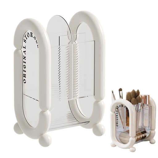 YSkrepメイクブラシスタンド透明アクリル製360°可視化収納大容量仕切り式化粧筆/口紅/パフ/アイライナ..