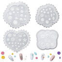 サムコスシリコンモールド4個セットリーフ花立体ネイル素材ジェルネイルDIYハンドメイドネイルツール樹脂工芸品装飾レジン抜き型再利用可能