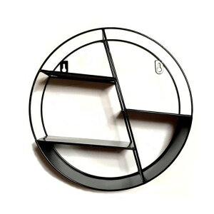 ウォールシェルフ円形スチールラック三段壁かけ収納ラック飾り棚金属製ブラック
