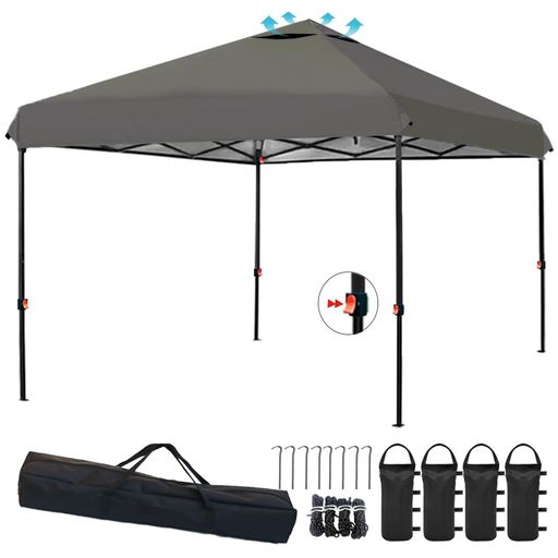ApeexCanopyワンタッチタープテント【軽くて丈夫】3mx3m収納バッグ付き3段階調節UVカットスチール大型..