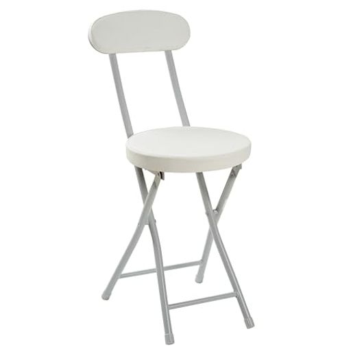 VECELO折りたたみチェアパイプ椅子折り畳み背もたれスリム軽量持ち運び完成品組立不要座面高46.5cm耐荷重100kgPUレザーホワイト