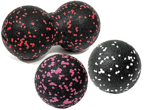 TradeWindマッサージボールストレッチボールフォームローラートリガーポイント筋膜リリースツボ押し(赤黒3個セット)