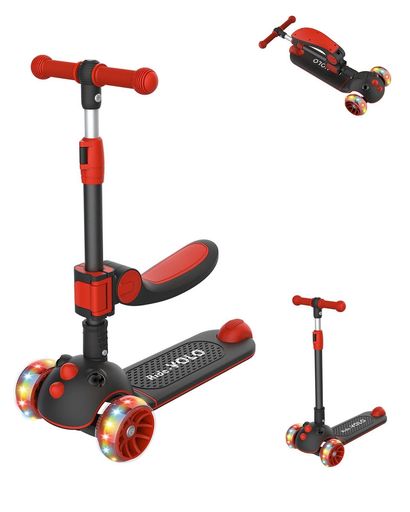 キックスクーター子供用RideVOLOキックボード2way三輪車三段階高さ調整62/74/81cm光るLEDタイヤ折り畳み式シート高さ調節可能方向変換耐荷重50kgアウトドアに適用おもちゃ安定ギフトに最適レ…