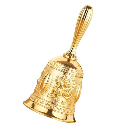 ZERONOWAハンドベル手振りベル卓上ベルアンティーク呼び鈴ホテル飲食店抽選(ゴールド)