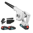 ブロワー充電式21V1.5AHバッテリ一*2付きブロワバキュームコードレス吹き飛ばしと集塵1台2役軽量コンパクト小型ミニ園芸設備落ち葉庭掃除洗車清掃集塵エアーダストバッグ*1ノズル*1充電…(4)
