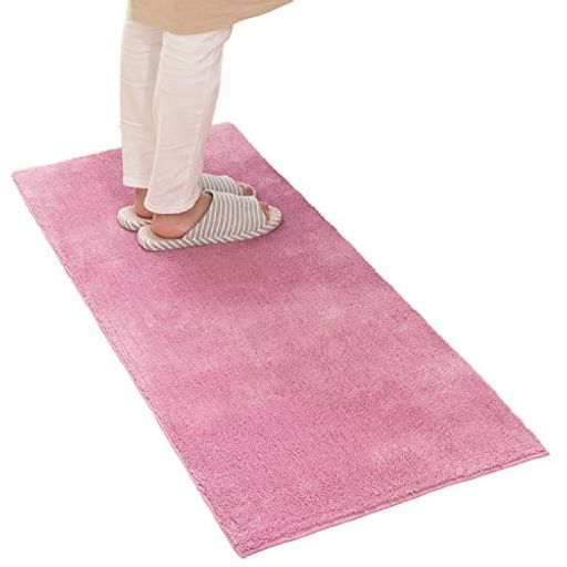 オカ乾度良好Dナチュレロングマットローズピンク約50cmx120cm(キッチンマットや玄関マット、リビングマットなど多目的に)