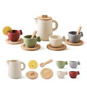WOODENTEETHERアフタヌーンティーセットおもちゃおままごと木のおもちゃシリコン製お茶会ティーセットティートレイセットごっこ遊びコミュニケーション能力ア...