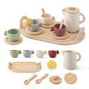 WOODENTEETHERアフタヌーンティーセットおもちゃおままごと木のおもちゃシリコン製お茶会ティーセットティートレイセットごっこ遊びコミュニケーション能力ア...