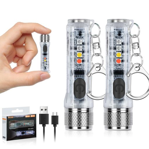 HUCOZYハンディライトミニ懐中電灯USB-C充電式キーホルダー式led超小型軍用強力防水フラッシュライト明..