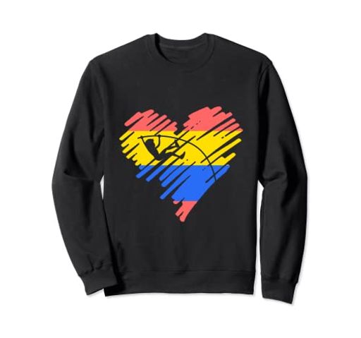 棒高跳びギフト-カラフルなレインボーハート棒高跳びアートトレーナー