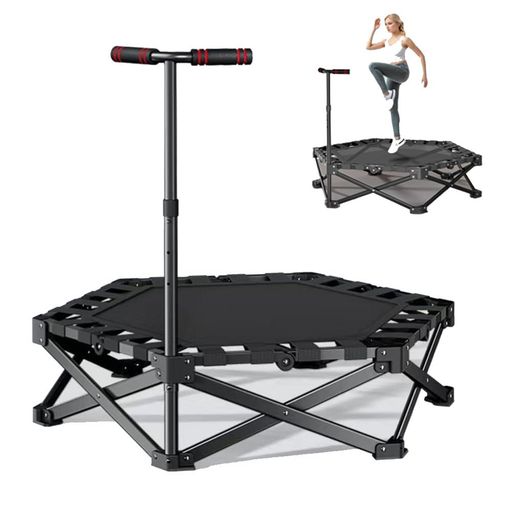 新型トランポリン室内全鋼構造静音設計高弾力手すり付き子供大人兼用手すり3段階調節トレーニングエク..