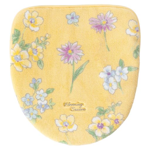 オカ(OKA)ブルーミングシーズントイレフタカバードレニモタイプ(O・U・洗浄・暖房兼用)イエロー(日本製抗菌防臭洗える吸着貼る花柄ボタニカル普通型兼用)