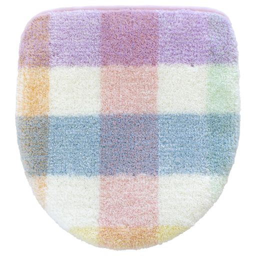 オカ(OKA)パレットトイレフタカバードレニモ(U・O・洗浄暖房兼用)ピンク(吸着洗えるチェック柄兼用フタカバー)