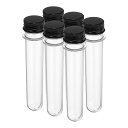 PATIKIL45mlプラスチック製試験管(ねじキャップ付き)6個セット141x25mm科学的なパーティー装飾あめビーズ入浴剤実験用黒