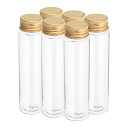 PATIKIL80mlプラスチック製試験管(ねじキャップ付き)6個セット128x33mmフラットボトム試験管科学的なパーティー装飾あめビーズ入浴剤収納ゴールドト...