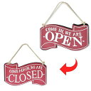 オープンクローズOPEN/CLOSE両面看板ボードサインプレートプレート両面サインリバーシブルひも付きオシャレレッド居酒屋ネイル移動販売カフェ雑貨屋用くぎ本木製...