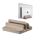 ノートパソコンスタンド縦置きPUレザースタンド、2台収納ホルダー幅調整可能、MacBook/Air/Surface/Pad/スマートフォン等(アプリコット)