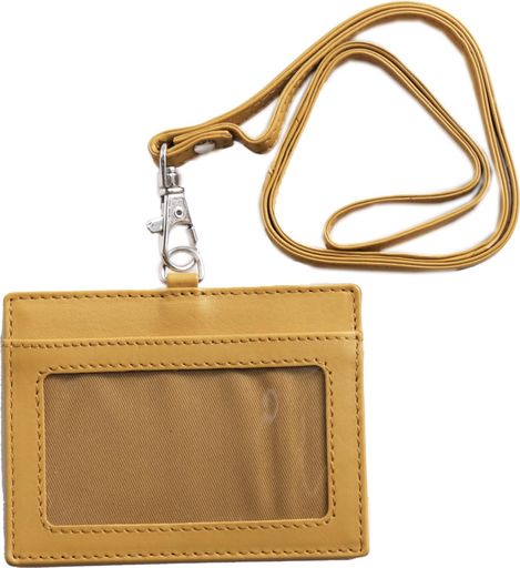 [mieno]idカードホルダーパスケースネックストラップ本革(マスタード)(4)