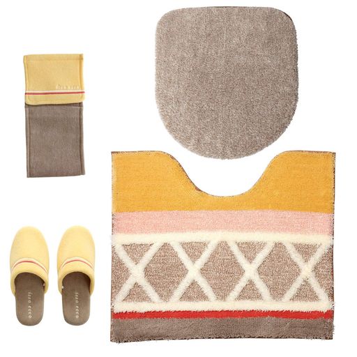 北欧風トイレマット蓋カバースリッパペーパーカバー洗える4点セットイッソエッコ(ベージュ)