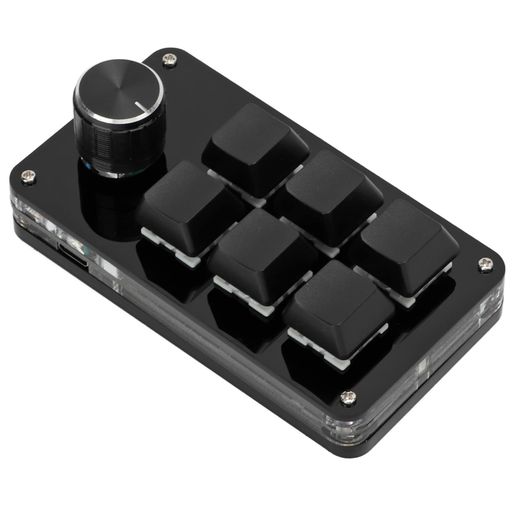 Vbestlife ノブ付き6キーミニキーパッド、多機能プログラマブルマクロキーボード、USBデータケーブル付き、ゲーム用DIYメカニカルキーボード(フルブラック)