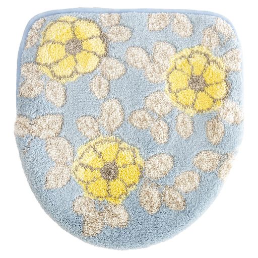 オカ(OKA)フローリアトイレフタカバードレニモタイプ(U・O・洗浄暖房兼用)ブルー(日本製ウィルトン織吸着花柄北欧洗える抗菌防臭兼用フタカバー)