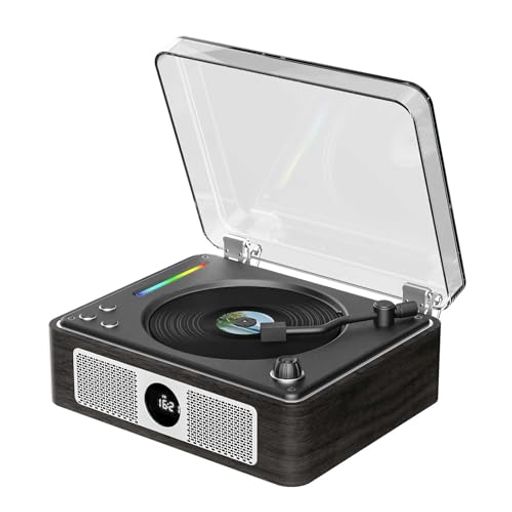 THINKYACDプレーヤーBluetooth受信/送信木製キャビネットレトロステレオスピーカー内蔵CDプレイヤー卓..