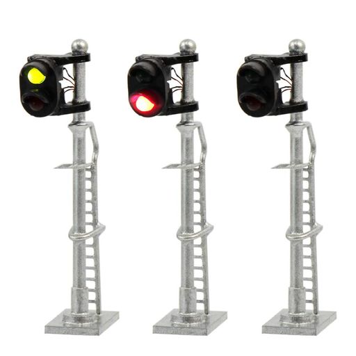 交通 信号ライト 2灯式信号機 銀色金属ライト柱 3本入り 1:150 鉄道模型 建物模型 ジオラマ 教育 DIY