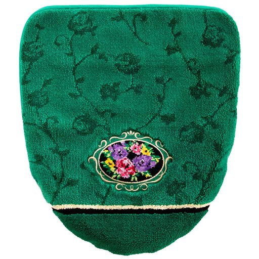 オカ(OKA)シェニールロゼトイレフタカバーロングサイズ洗浄暖房型専用グリーン(エレガントゴージャス刺繍)
