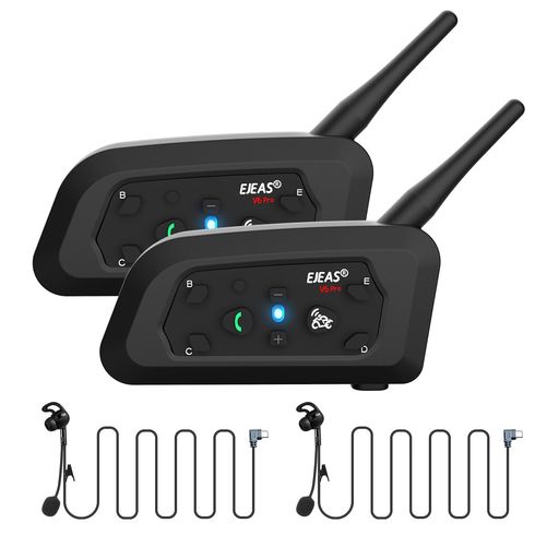 EJEAS V6Cプロフットボール審判Bluetooth Intercom、2人のフルデュプレックス1200mワイヤレスBluetoothインターホン、レフリーヘッドセットとランニングアームバンドfまたはサッカーホッケーラグ…