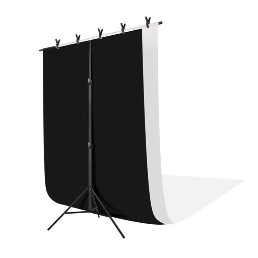 Hemmotop 背景布 背景スタンド T型 黒い布 白い布 150x210cm