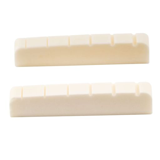 MUSICLILY43MM弦溝加工済み牛骨ナット(ボーンナット)GタイプフラットボトムLPレスポールSGエレキギター用、43X6X8.5MM(2個入)